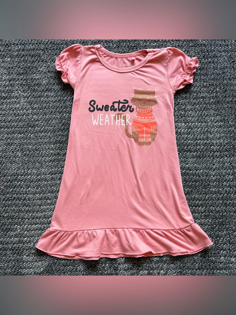 Baby Girl 2T Pink Nightgown Bundle - Cat Themed One Piece Pajamas, Lot Of 2